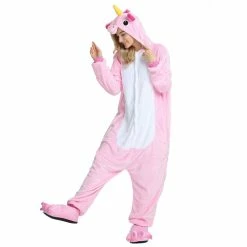 Etaya Unicorn Pink Kigurumi Animal Onesie Pajama Costumes For Adult