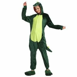 Etaya Green Dinosaur Kigurumi Animal Onesie Pajama Costumes For Adult
