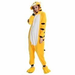 Etaya Yellow Tiger Kigurumi Animal Onesie Pajama Costumes For Adult