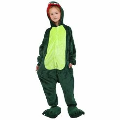 Etaya Kids Green Dinosaur Kigurumi Animal Onesies Pajamas