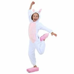 Etaya Kids Pink Rabbit Kigurumi Animal Onesies Pajamas
