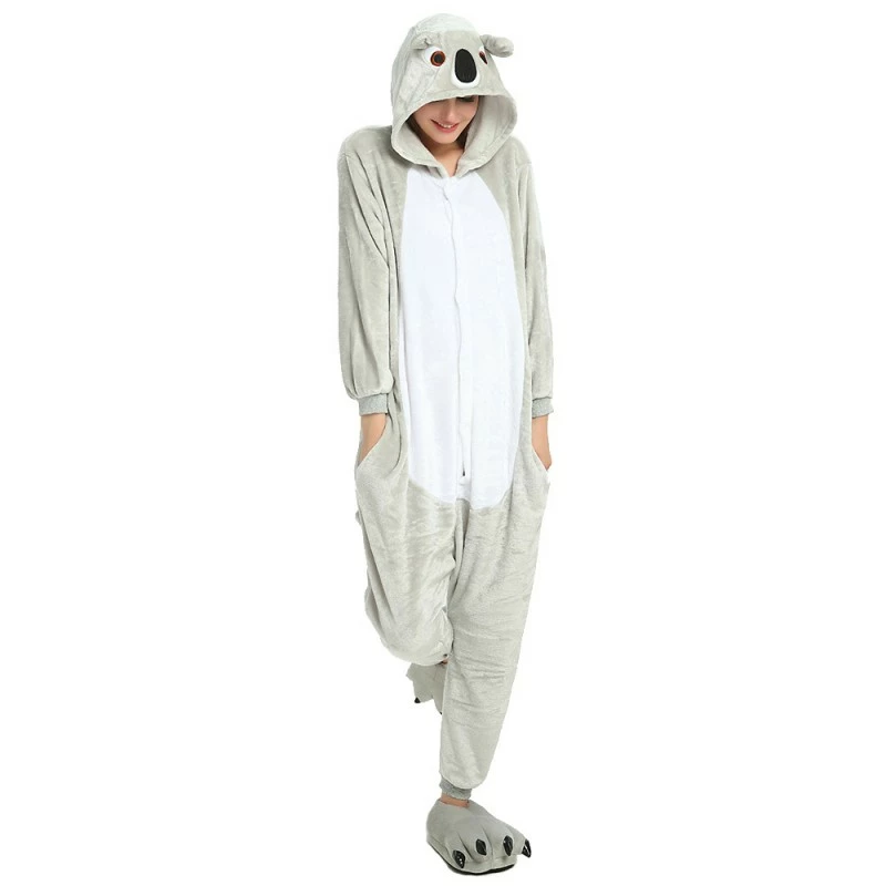 Etaya Grey Koala Kigurumi Animal Onesie Pajama Costumes For Adult