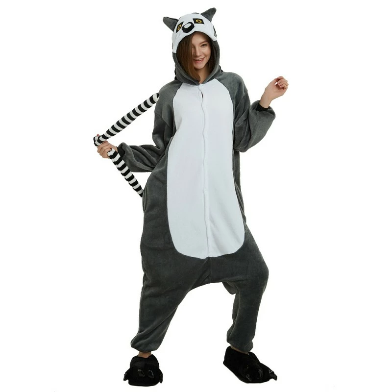 Etaya Ring Tailed Lemur Kigurumi Onesies Pajamas Animal Onesies For Adult