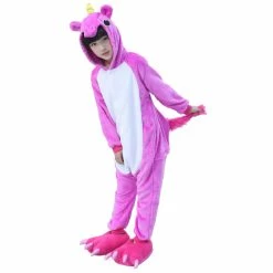 Etaya Kids Animal Onesies Pajamas Unicorn Rose Red Kigurumi Onesies Pajamas