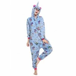Etaya Blue Zipper Unicorn Onesie Pajamas Animal Onesies For Adult