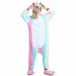 Etaya Rainbow Unicorn Kigurumi Animal Onesie Pajama Costumes For Adult