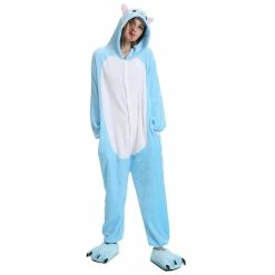 Etaya Blue Cat Kigurumi Animal Onesie Pajama Costumes For Adult