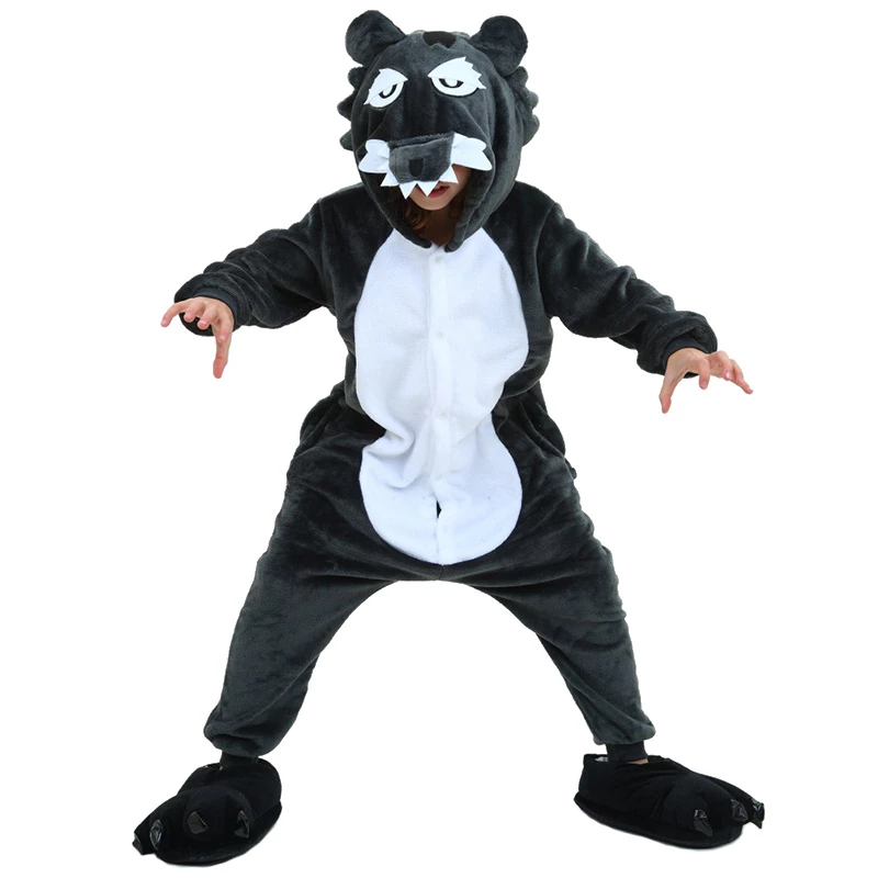 Etaya Kids Timber Wolf Onesie Pajamas Animal Kigurumi Costumes Kids Onesie