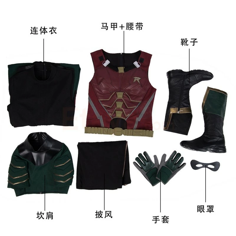 Etaya Titans Robin Costume Batman Boy Wonder Cosplay Suits - Image 25
