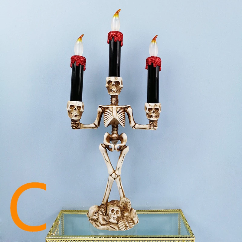 Etaya LED Skull Candle Light Halloween Skeleton Candle Holder - Image 4