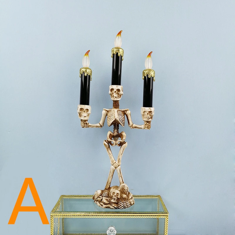 Etaya LED Skull Candle Light Halloween Skeleton Candle Holder - Image 2