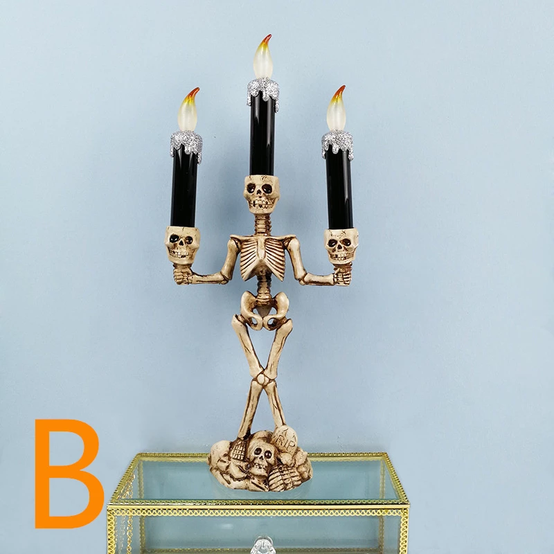 Etaya LED Skull Candle Light Halloween Skeleton Candle Holder - Image 3