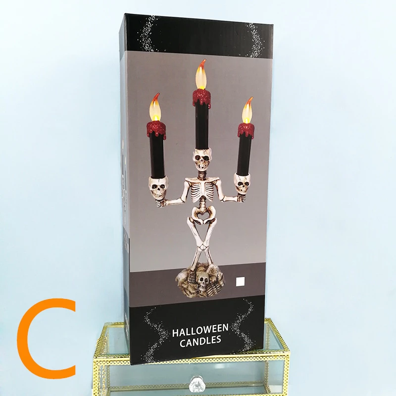 Etaya LED Skull Candle Light Halloween Skeleton Candle Holder - Image 5