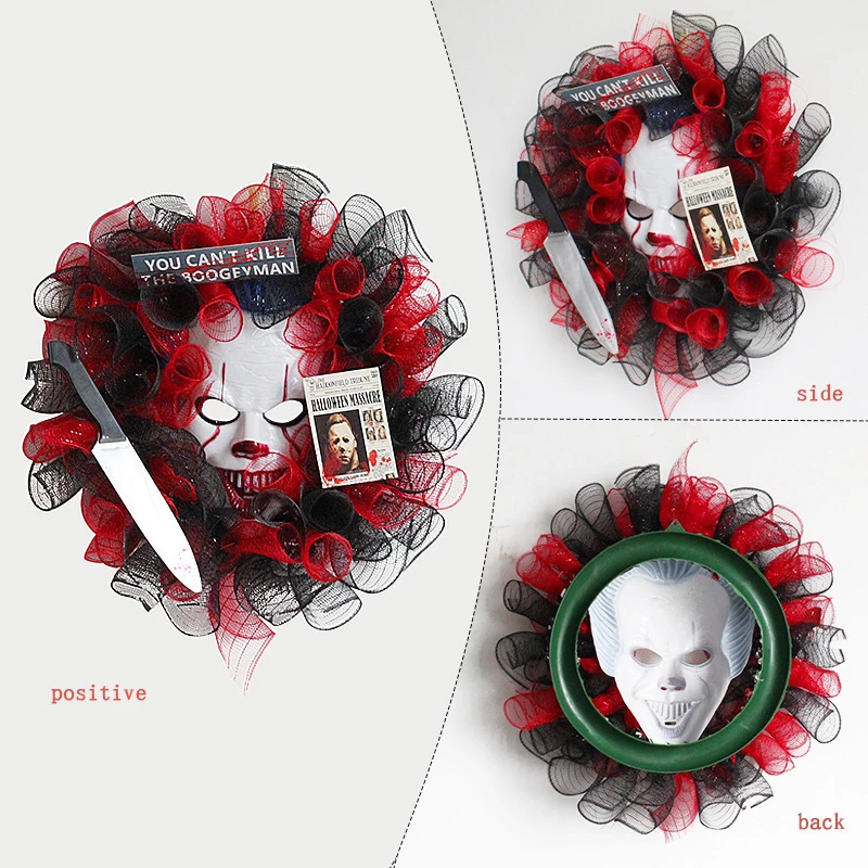 Etaya Horror Mask Door Hanging Halloween Wreath Ornament Props - Image 6