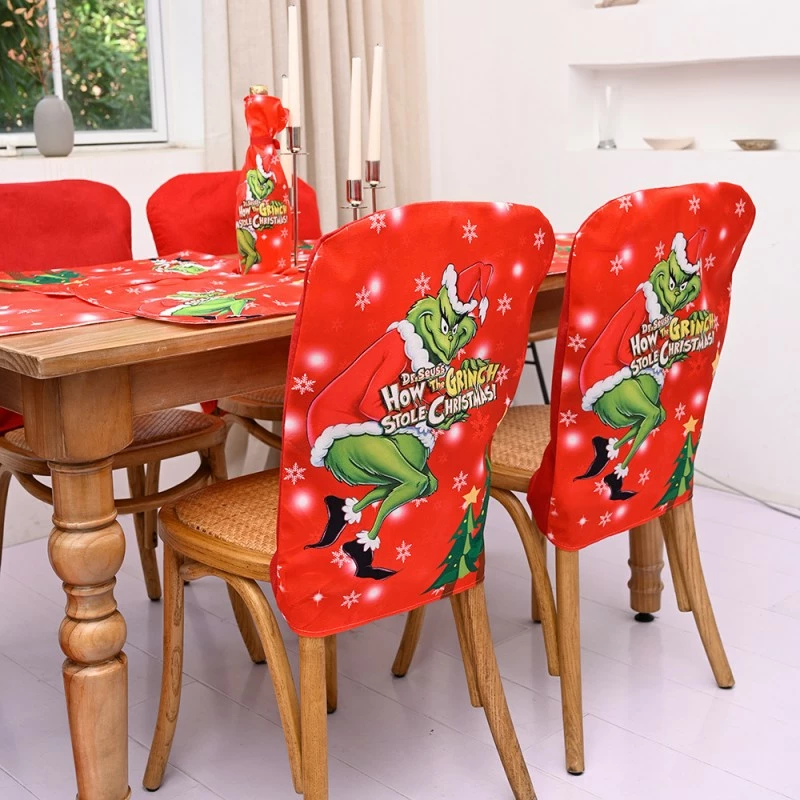 Etaya Grinch Tree Skirt Placemat Chair Cover Christmas Stocking Wine Bag Set For Christmas - Image 3