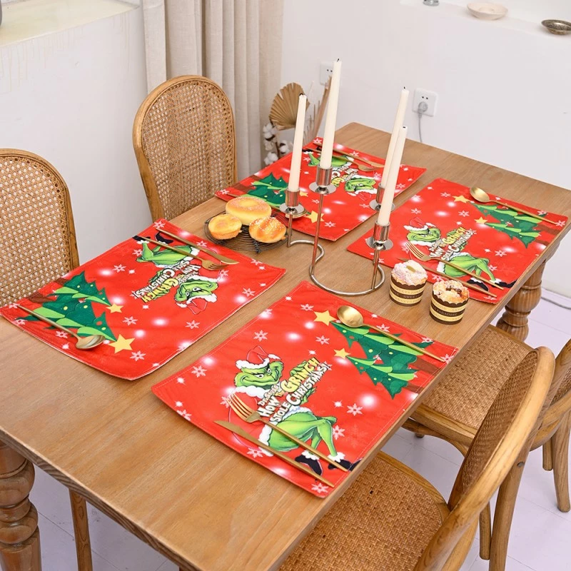 Etaya Grinch Tree Skirt Placemat Chair Cover Christmas Stocking Wine Bag Set For Christmas - Image 5