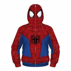 Etaya Kids Spiderman Zip Up Hoodie Long Sleeve Sweatshirt