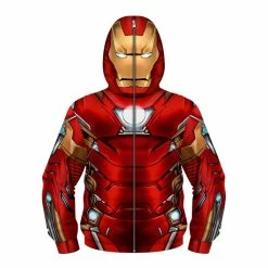 Etaya Kids Iron Man Fashion Zip Up Hoodie 3D Printed Pattern Long Sleeve Sweatshirt