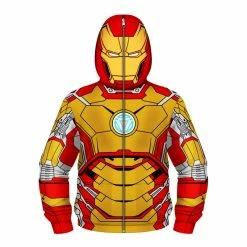 Etaya Kids Iron Man Zip Up Sweatshirt 3D Printed Pattern Fashion Long Sleeve Hoodie