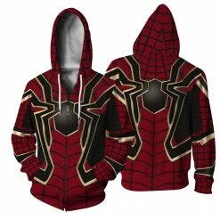 Etaya Spiderman Zip Up Hoodies 3D Print Pattern Avengers Endgame Fashion Sweatshirt