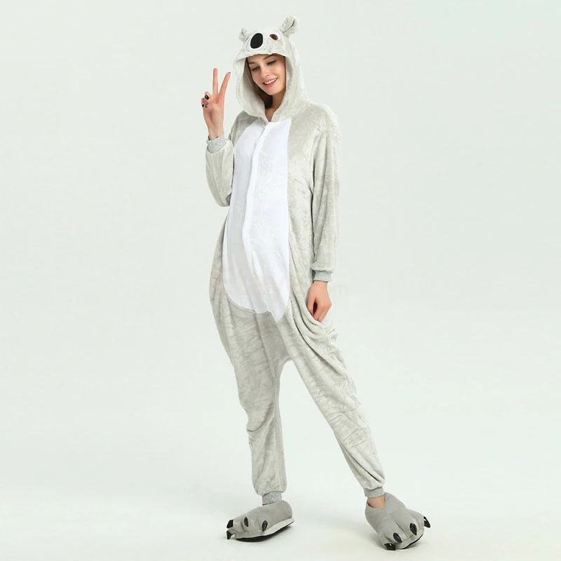 Etaya Grey Koala Kigurumi Animal Onesie Pajama Costumes For Adult - Image 8