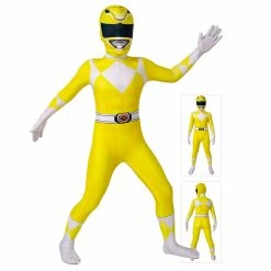 Etaya Kids Power Ranger Cosplay Costume Yellow Mighty Morphin Power Rangers Suit