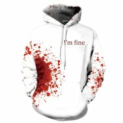 Etaya White Drop Blood 3D Print Long Sleeve Halloween Hoodie