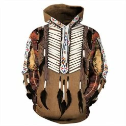 Etaya American Indian Hoodie Tribal Style Long Sleeve Sweatshirt