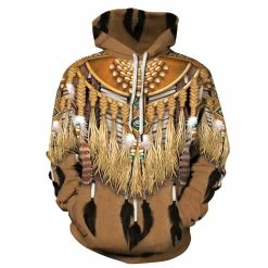Etaya Native American Hoodie 3D Print Tribal Style Pattern Long Sleeve Sweatshirt