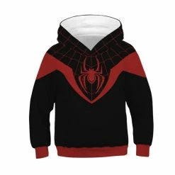 Etaya Kids Miles Morales Hoodie Spiderman Pattern Long Sleeve Sweatshirt
