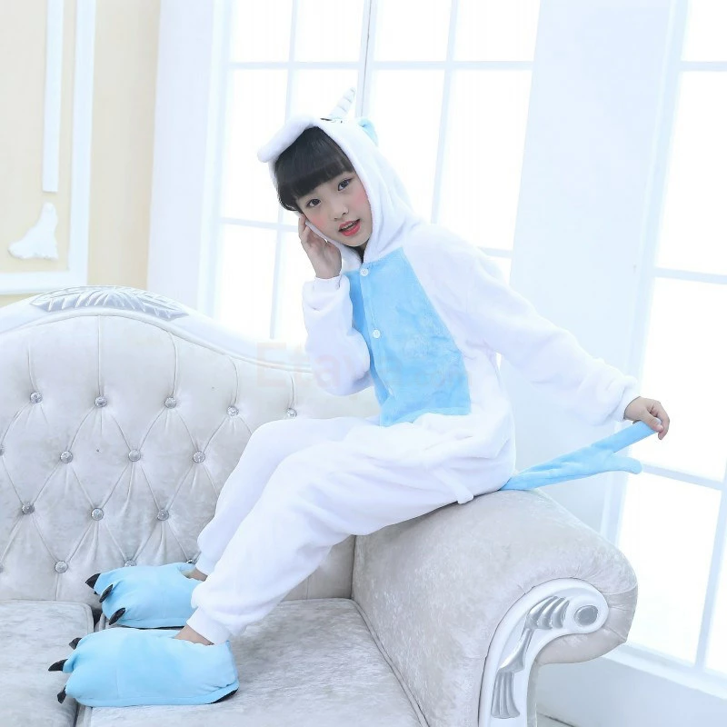 Etaya Kids Unicorn Blue Kigurumi Onesies Animal Costume Pajamas - Image 9