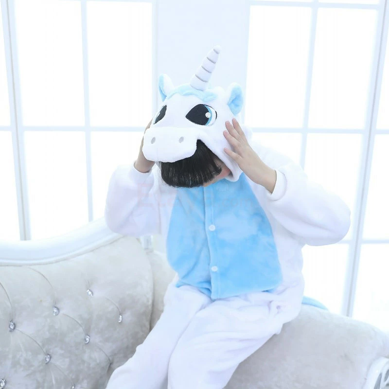 Etaya Kids Unicorn Blue Kigurumi Onesies Animal Costume Pajamas - Image 2
