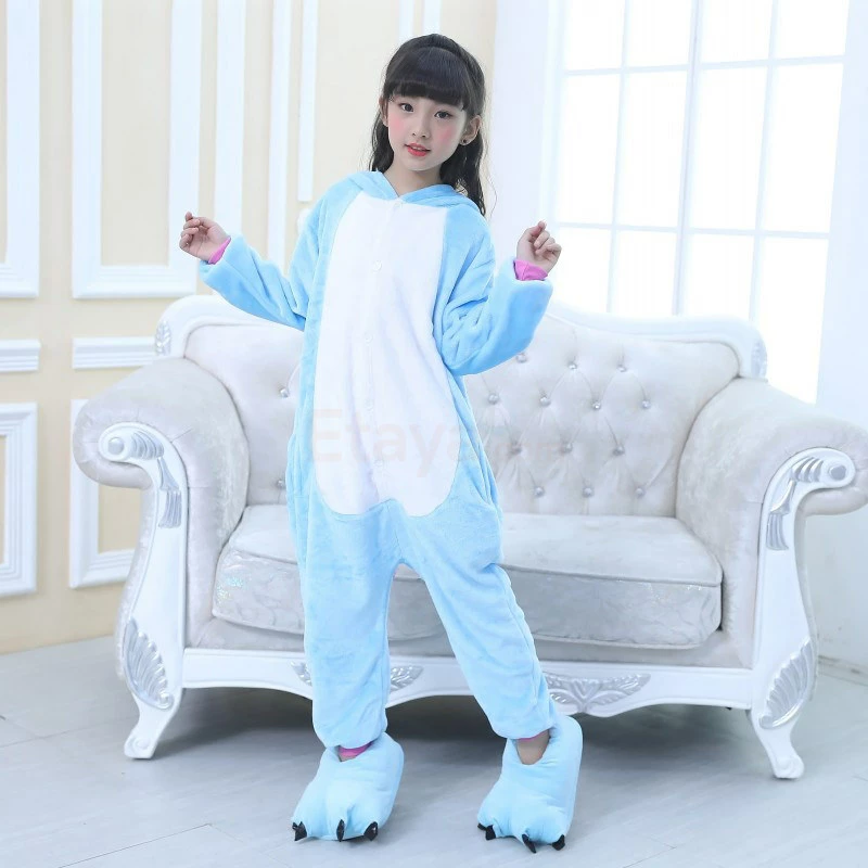 Etaya Kids Kigurumi Blue Unicorn Animal Kids Onesies Pajamas - Image 3