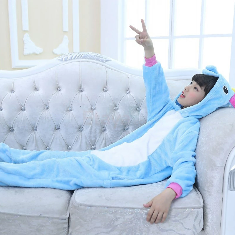 Etaya Kids Kigurumi Blue Unicorn Animal Kids Onesies Pajamas - Image 11