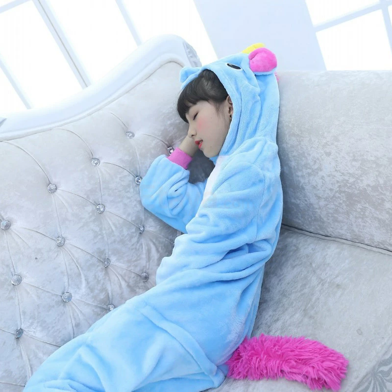 Etaya Kids Kigurumi Blue Unicorn Animal Kids Onesies Pajamas - Image 12