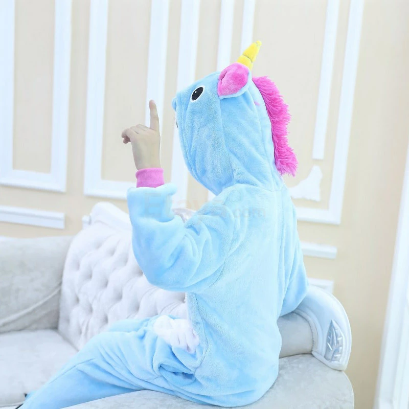 Etaya Kids Kigurumi Blue Unicorn Animal Kids Onesies Pajamas - Image 15