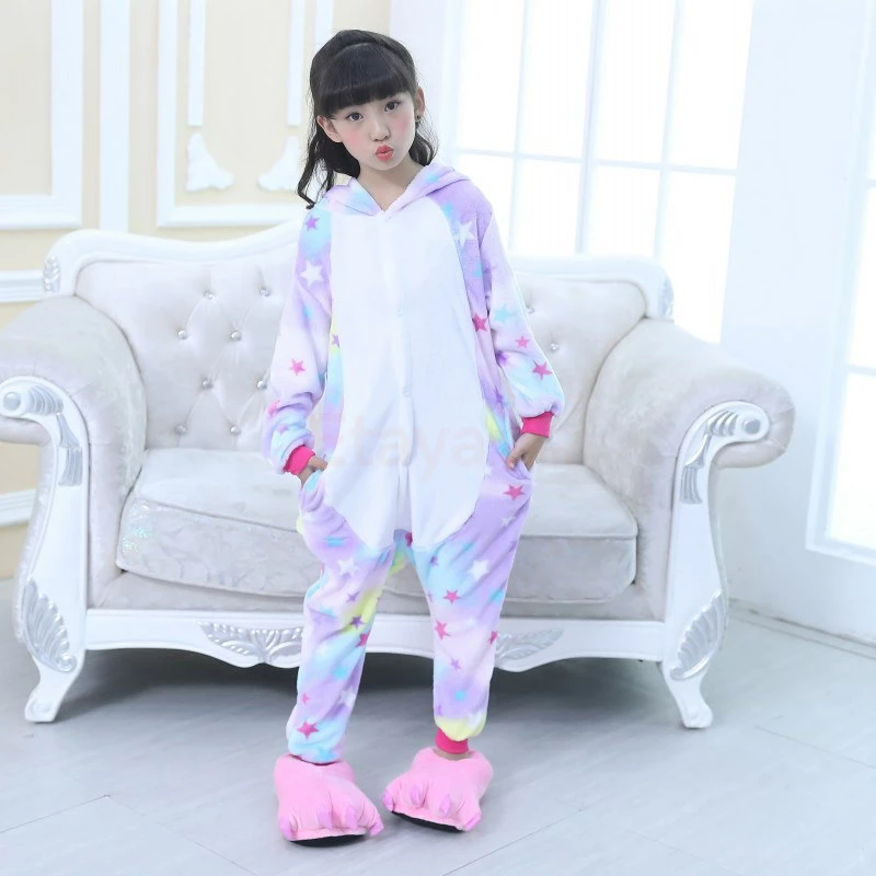 Etaya Kids Colorful Unicorn Kigurumi Animal Onesies Pajamas - Image 2