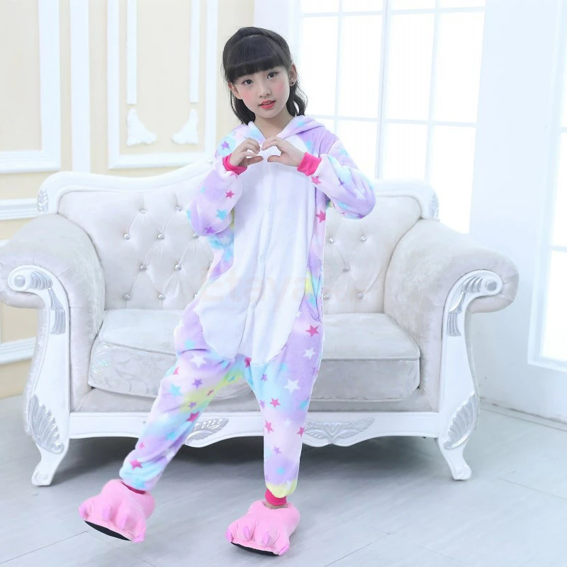 Etaya Kids Colorful Unicorn Kigurumi Animal Onesies Pajamas - Image 4