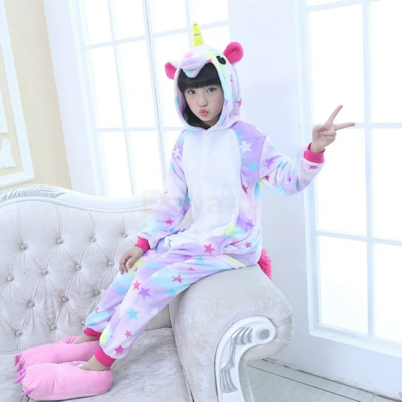 Etaya Kids Colorful Unicorn Kigurumi Animal Onesies Pajamas - Image 10
