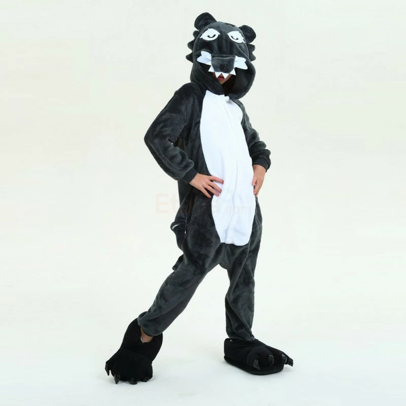 Etaya Kids Timber Wolf Onesie Pajamas Animal Kigurumi Costumes Kids Onesie - Image 2
