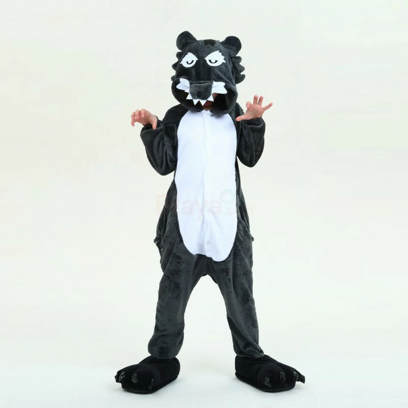 Etaya Kids Timber Wolf Onesie Pajamas Animal Kigurumi Costumes Kids Onesie - Image 3