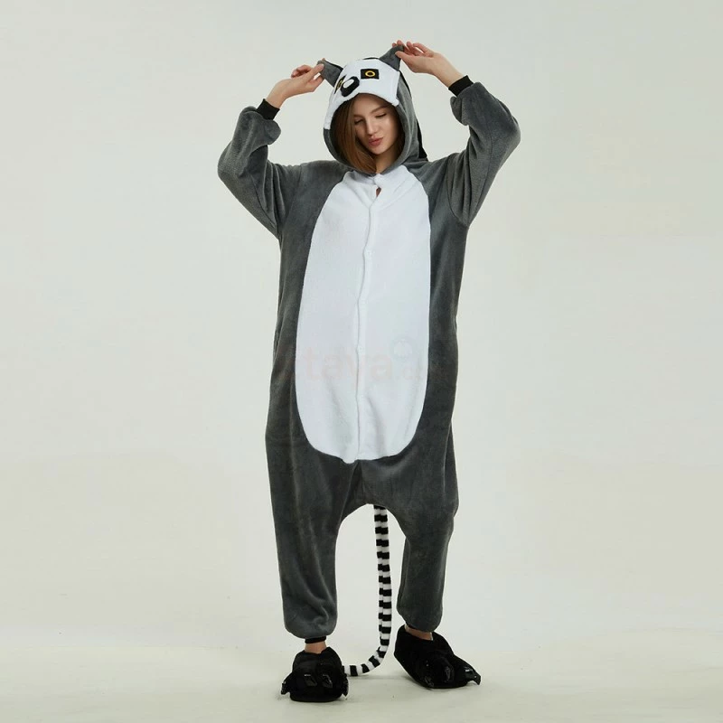 Etaya Ring Tailed Lemur Kigurumi Onesies Pajamas Animal Onesies For Adult - Image 7