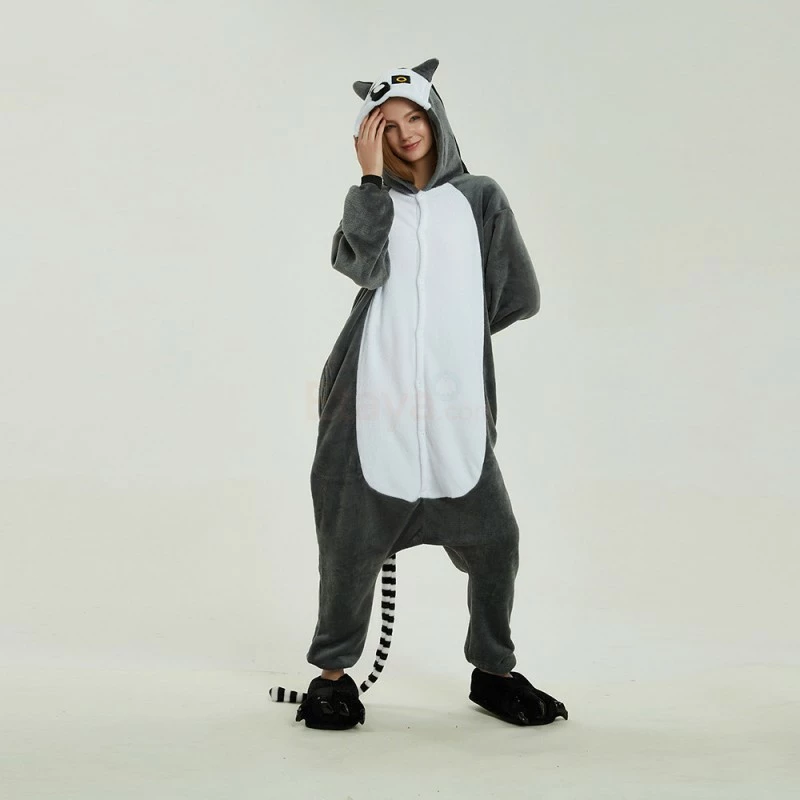Etaya Ring Tailed Lemur Kigurumi Onesies Pajamas Animal Onesies For Adult - Image 11