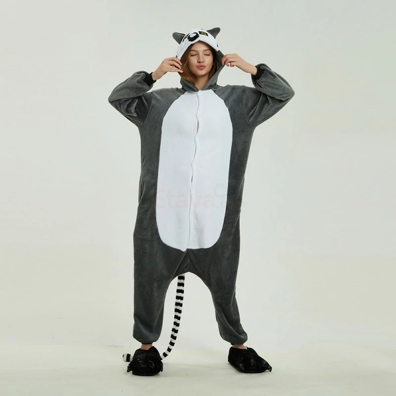 Etaya Ring Tailed Lemur Kigurumi Onesies Pajamas Animal Onesies For Adult - Image 12