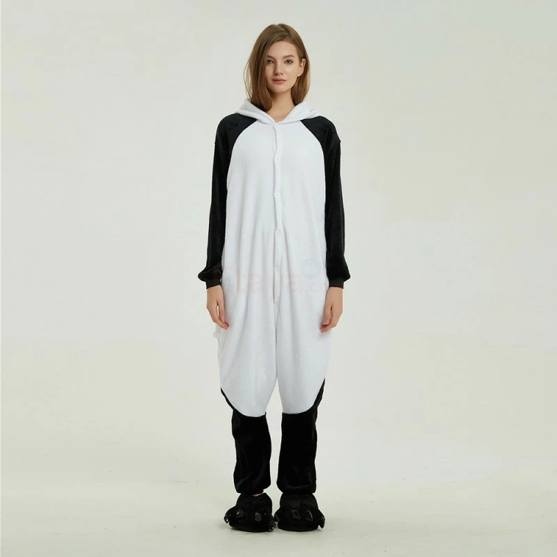 Etaya Black White Kung Fu Panda Kigurumi Animal Onesie Pajama Costumes For Adult - Image 2