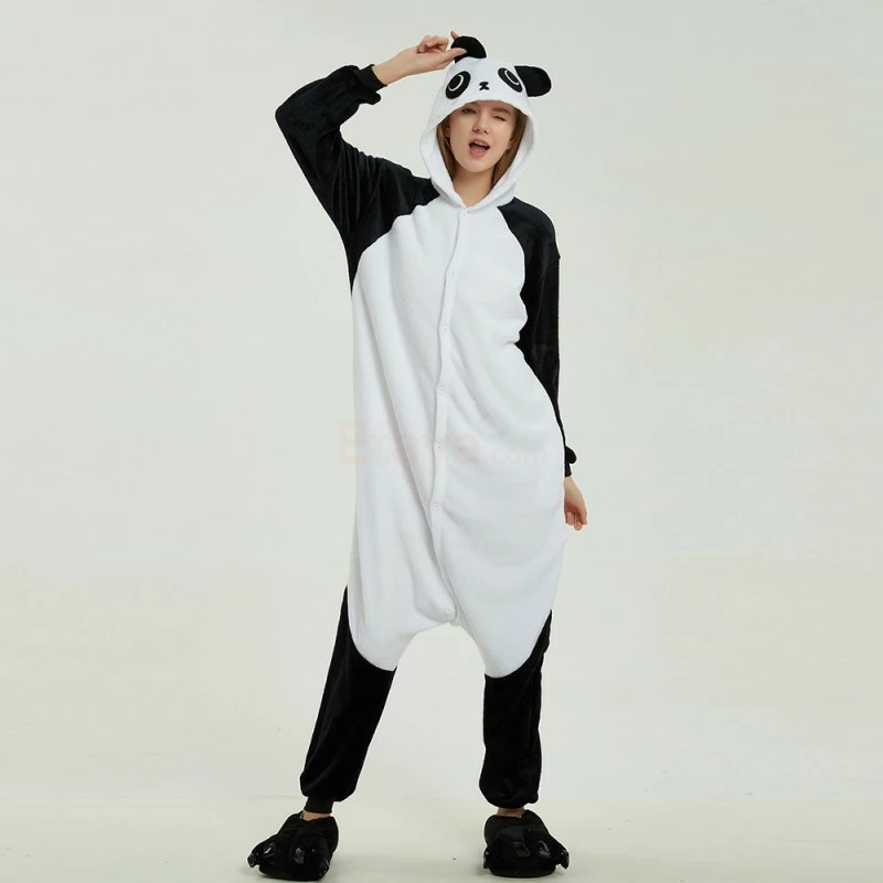 Etaya Black White Kung Fu Panda Kigurumi Animal Onesie Pajama Costumes For Adult - Image 9
