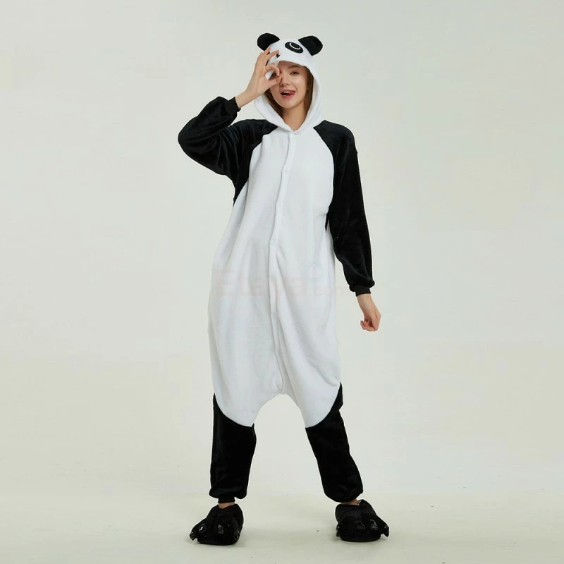 Etaya Black White Kung Fu Panda Kigurumi Animal Onesie Pajama Costumes For Adult - Image 10