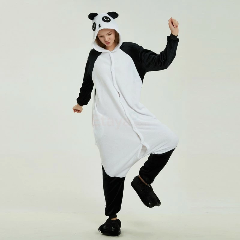 Etaya Black White Kung Fu Panda Kigurumi Animal Onesie Pajama Costumes For Adult - Image 12