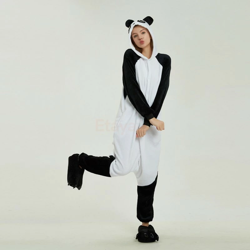 Etaya Black White Kung Fu Panda Kigurumi Animal Onesie Pajama Costumes For Adult - Image 13