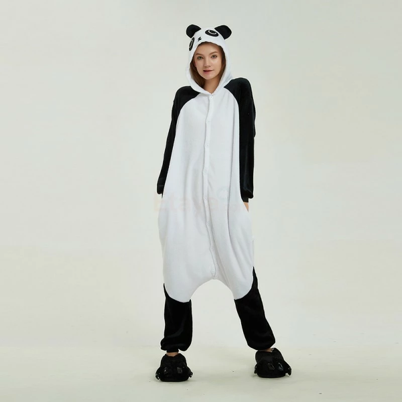 Etaya Black White Kung Fu Panda Kigurumi Animal Onesie Pajama Costumes For Adult - Image 14